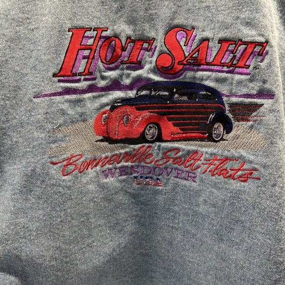Vtg Bonneville Flats Racing Hot Salt Wendover Denim Jacket Varsity Size XL - Picture 8 of 16